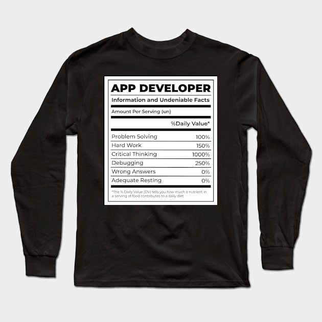 App Developer Funny neutritunal Gift Long Sleeve T-Shirt by qwertydesigns